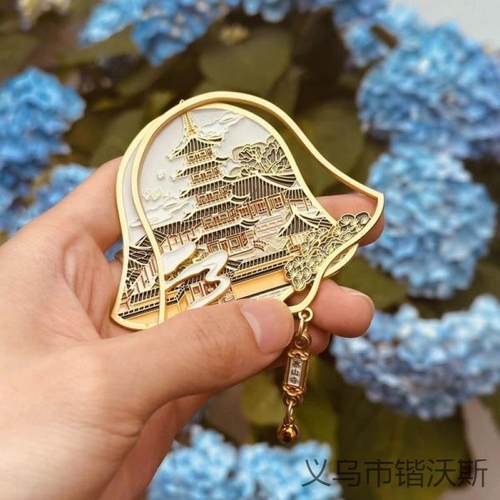 苏州姑苏寒山寺108响园林系列钟摆款可摇动文创金属冰箱贴挂件