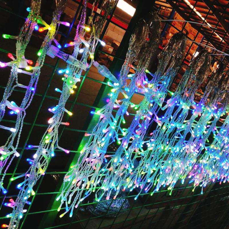 认证七彩同步变色窗帘灯 低压RGB灯户外圣诞节日防水遥控装饰灯