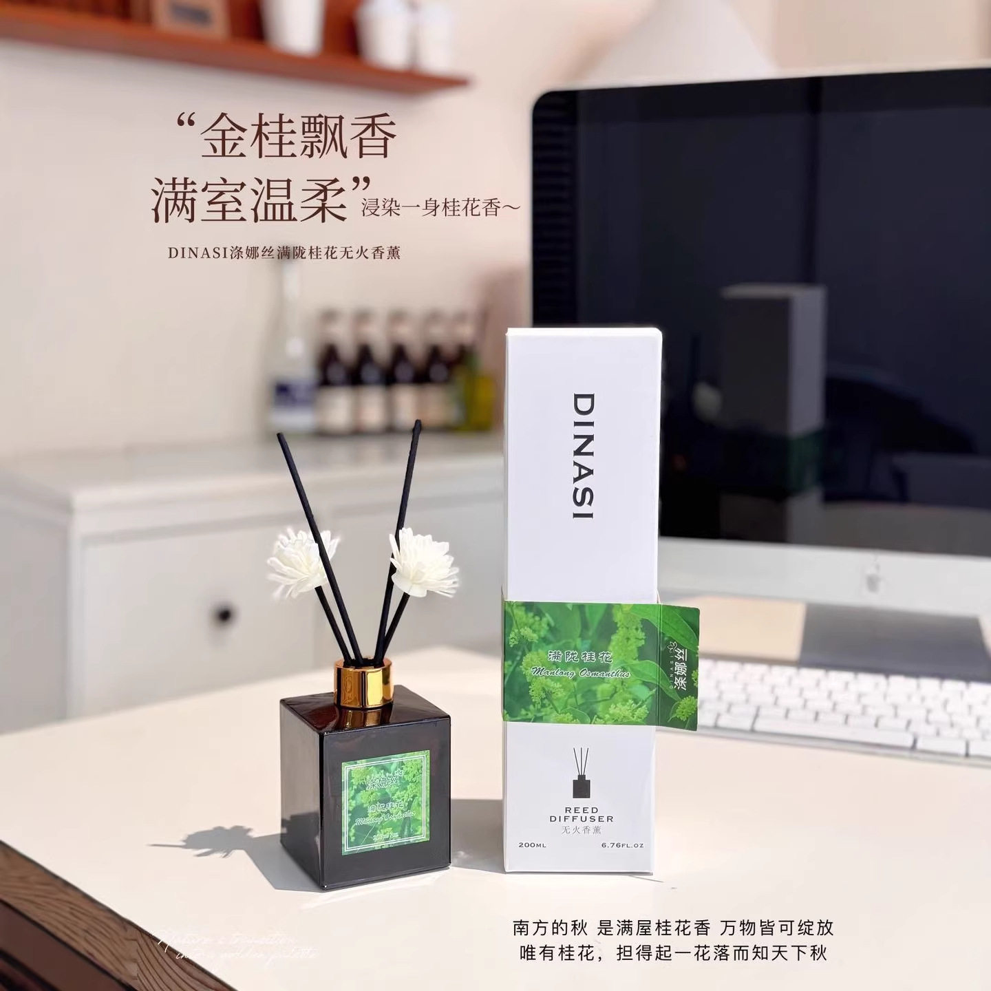 DINASI涤娜丝满陇桂花无火香薰精油商超直供室内香氛剂扩香藤条,洗护清洁剂/卫生巾/纸/香薰,香薰挥发液,淘宝优惠券,粉丝福利购,淘宝优惠卷