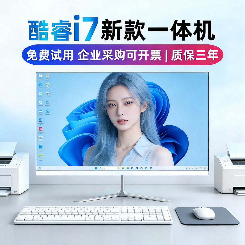 电脑一体机i7高配版家用办公直播游戏设计炒股全新一体式电脑台式