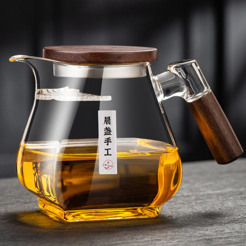 加厚玻璃月牙公道杯茶漏一体过滤