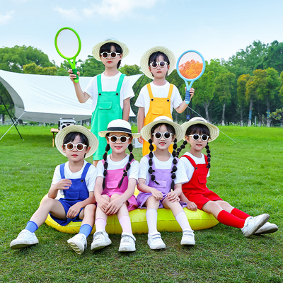 儿童糖果色背带裤合唱演出班服