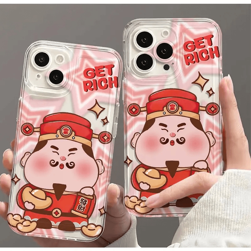胖胖财神适用iPhone16手机壳小米15华为pura70甜酷nova9荣耀90可爱oppoA8高级感vivos17红米k70新款红米13c/r