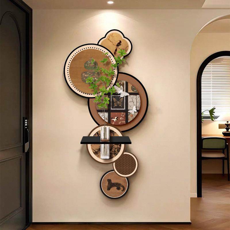 CS-045中古风玄关装饰画水培绿植入户正对门走廊过道挂画玄关画