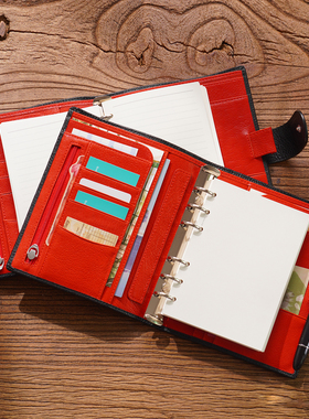 A6奇葩真皮活页笔记本 头层牛皮6孔20mm可替换内页手账日记本