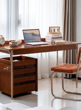 北欧复古实木书桌中古风书房写字台家用台式电脑办公桌客厅工作台
