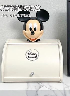 口罩收纳盒玄关面包箱钥匙门口家用入户门口桌面收纳盒翻盖杂物箱