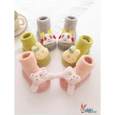 0-12个月婴幼儿学步袜男女宝宝软底防滑地板袜子秋冬保暖地板鞋袜