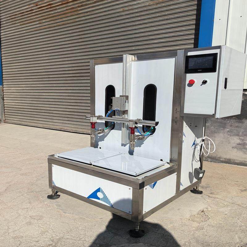 双头半自动称重灌装机润滑油防冻液液体肥料洗衣液中桶称重灌装机