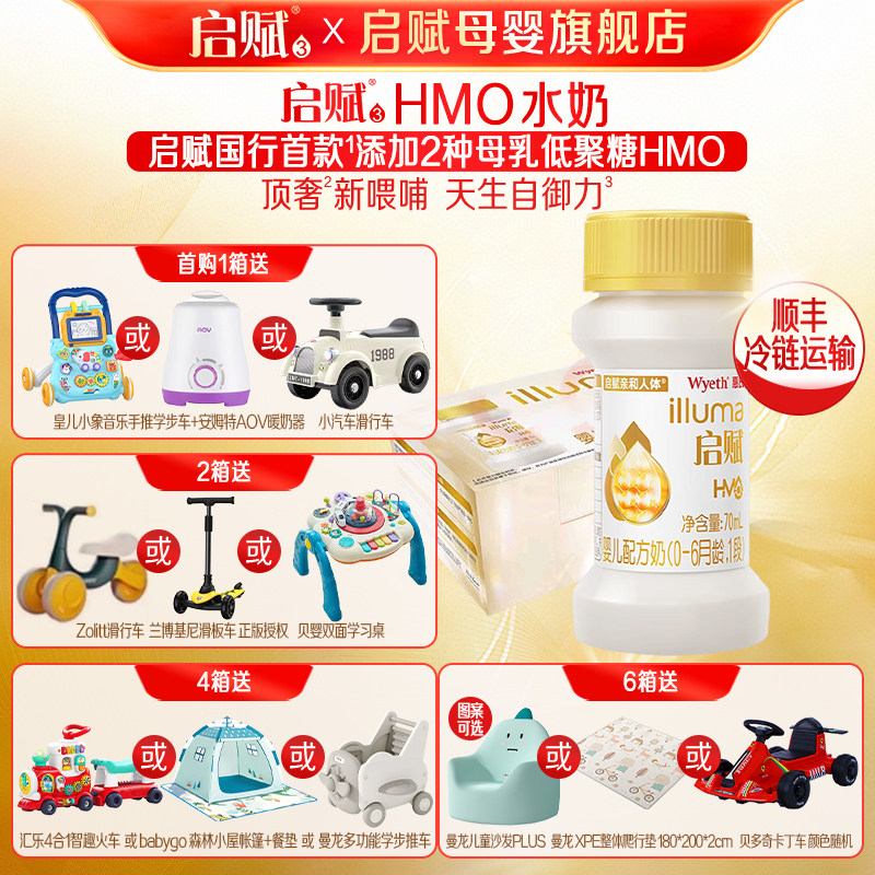 新日期】惠氏启赋HMO水奶1段70ml*32瓶婴儿配方一段液态奶