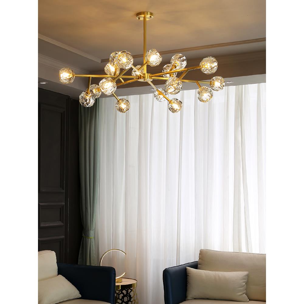 后现代轻奢吊灯全铜客厅灯饰简约水晶灯餐厅卧室大气北欧分子灯具