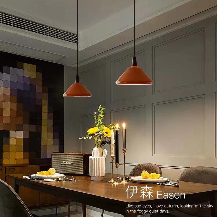 全光谱高显中古风橙色橘色双子吊灯 北欧餐厅书房设计师复古灯具