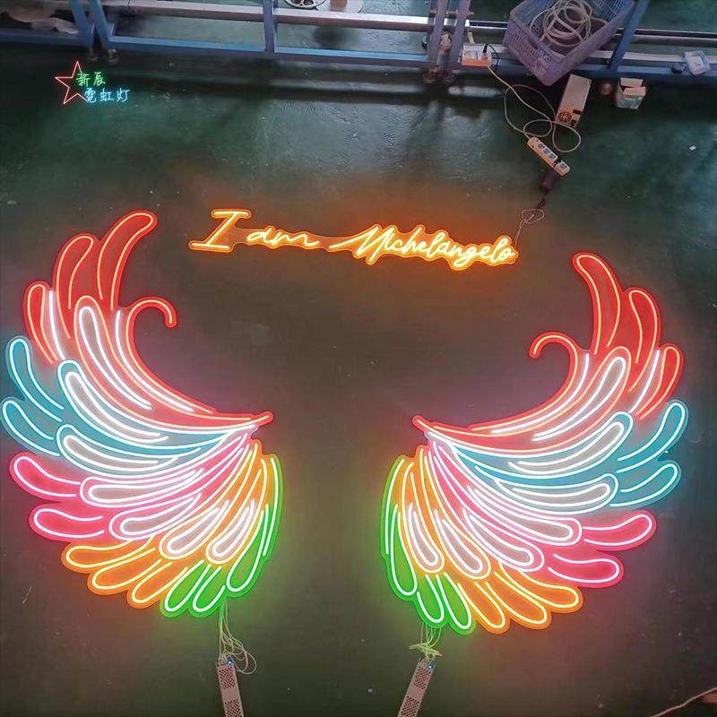 天使翅膀led亚克力霓虹灯装饰造型angel wings酒吧网红墙拍照打卡