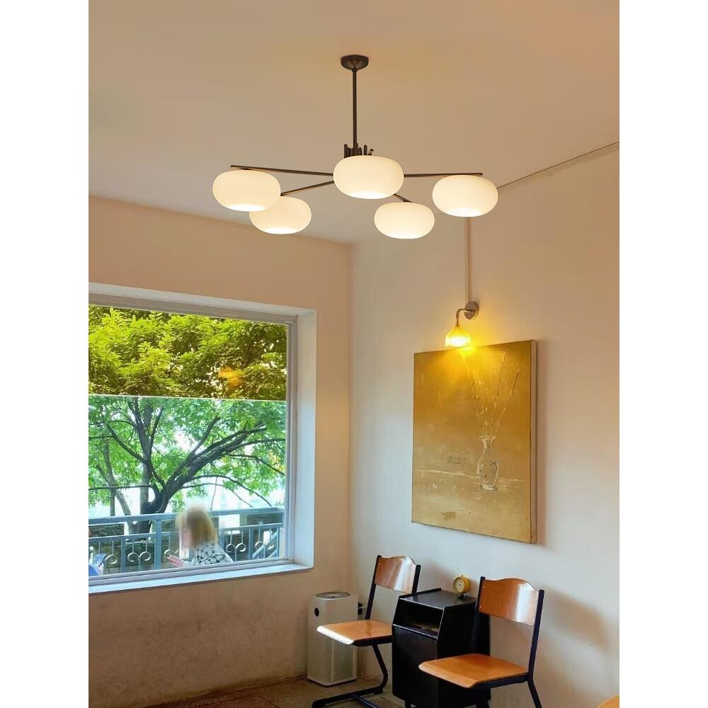 客厅灯柿子吊灯北欧简约现代中古卧室餐厅极简高级感设计师主灯具