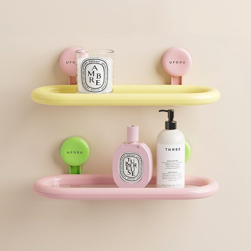 ∂吸盘浴室置物架多巴胺免打孔墙上挂架洗漱台转角储物架厕所收纳