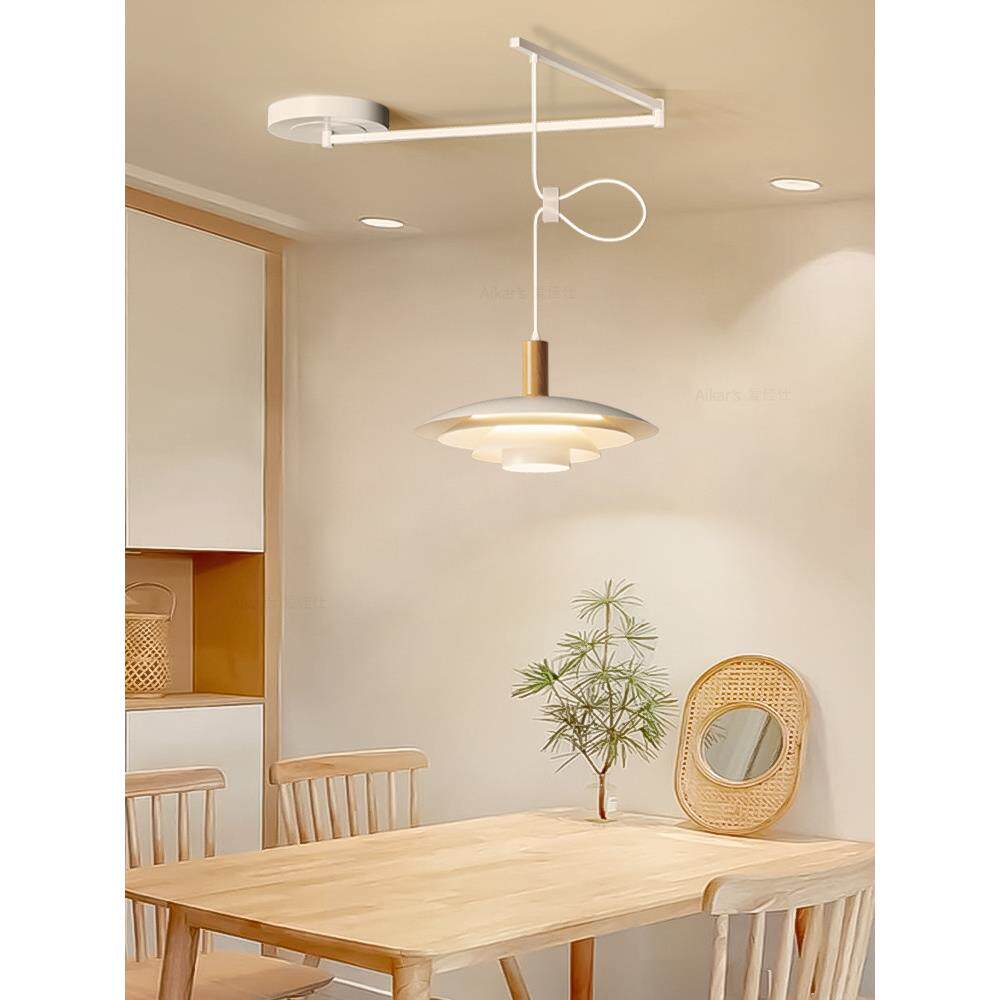 可移位飞碟餐厅吊灯ph5多层丹麦圆桌岛台摇臂日系2023流行餐厅灯