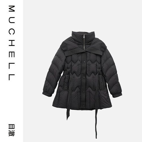 目澈MUCHELL【清冬暖絮】翻领宽松加厚女士白鸭绒黑色羽绒服