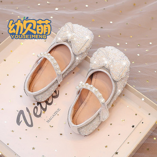 2025春季 子小女孩单鞋 新款 水晶鞋 宝宝亮晶晶 儿童小皮鞋 女童公主鞋