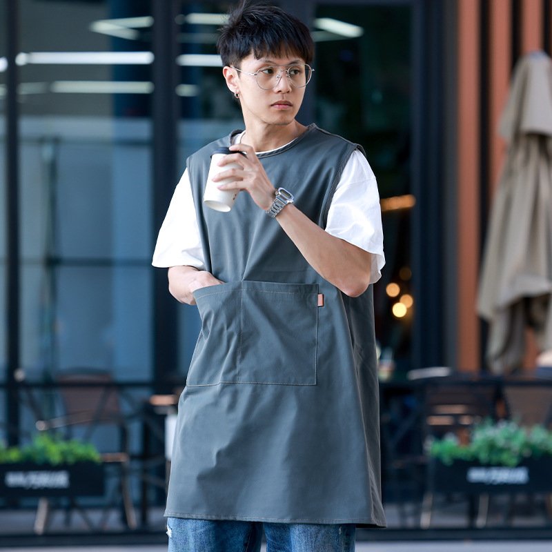 围裙无袖罩衣家用厨房餐饮专用男女咖啡店奶茶店工作服印logo
