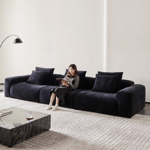 雪尼尔沙发意式极简否海绵+乳胶