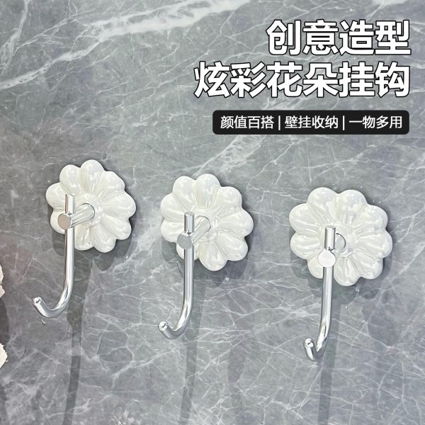 创意浴室免打孔强力粘胶挂钩家用卫生间墙上壁挂毛巾收纳承重粘钩