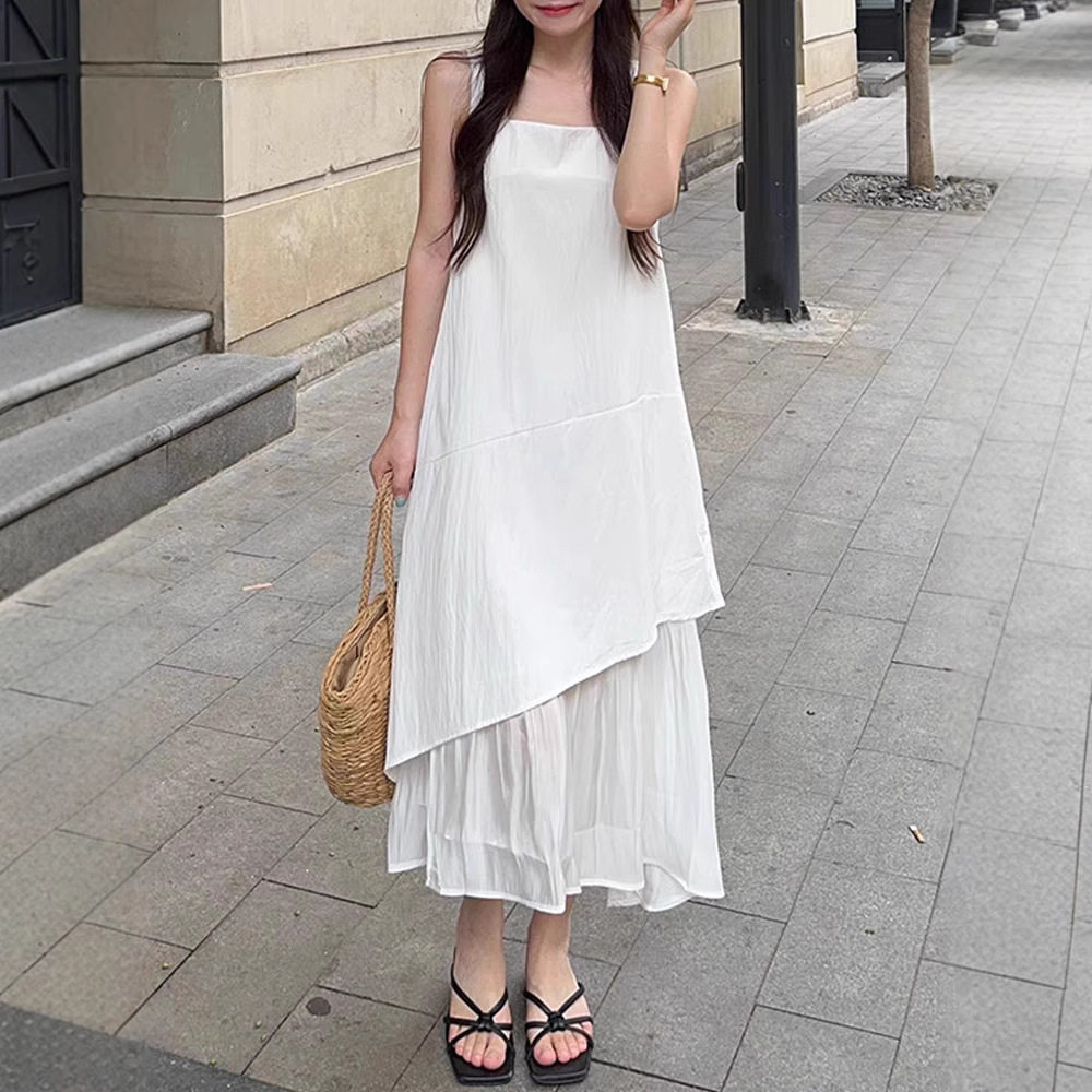 白色吊带背心连衣裙子女2
