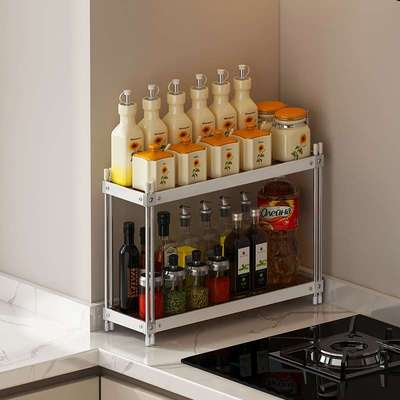 厨房调料置物架窄款台面小尺寸不锈钢双层放调料的收纳盒小号架子