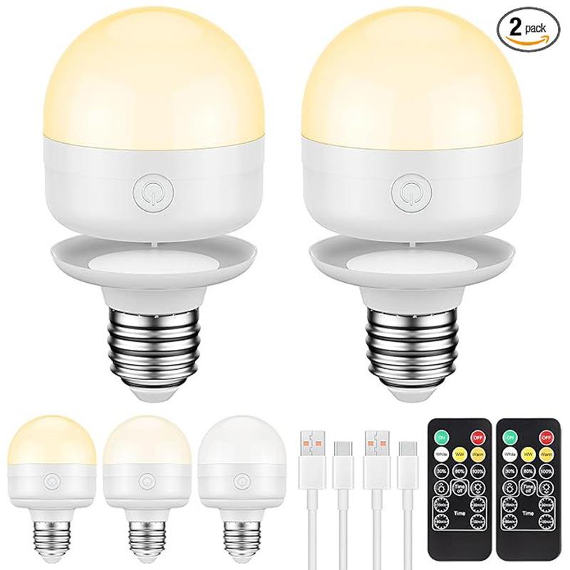 可充电磁吸灯泡E27E26磁吸可拆卸无线遥控三色温调光小夜灯台灯