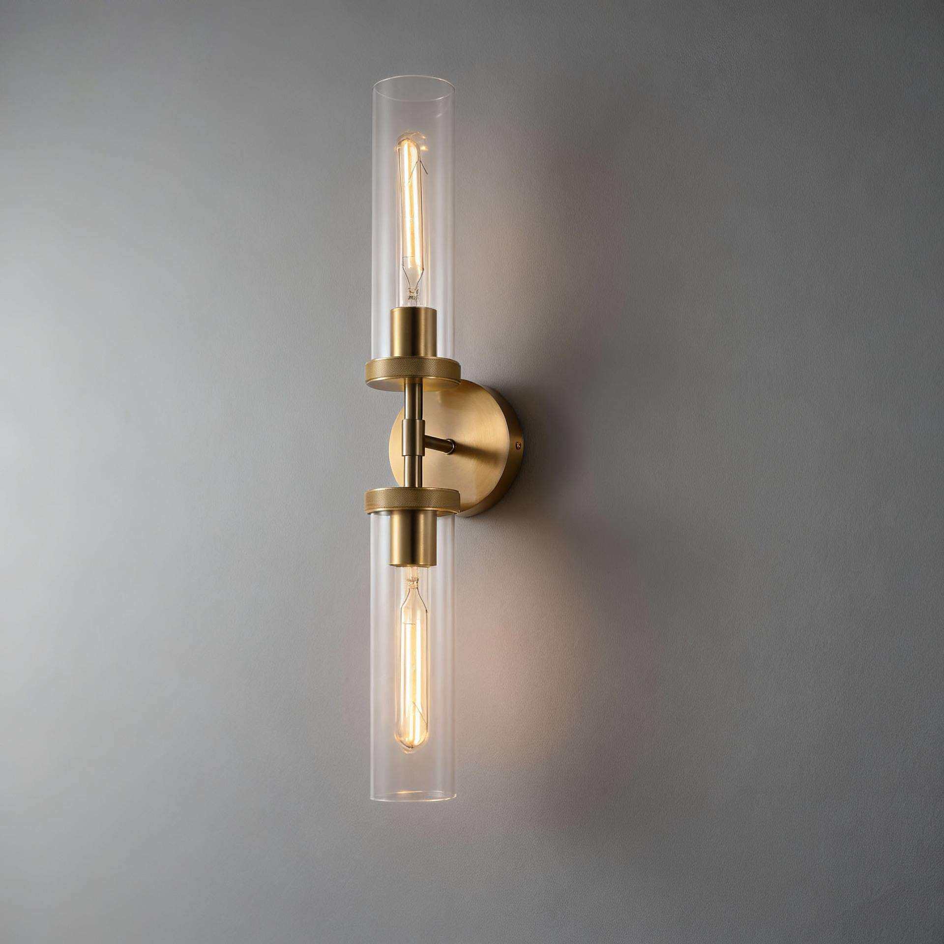 美式现代简约铜本色双头壁灯客厅卧室书房床头浴室柜镜前LED灯具