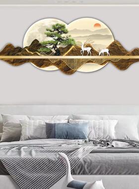 D075雕刻新中式迎客松装饰画沙发背景办公室大气挂画
