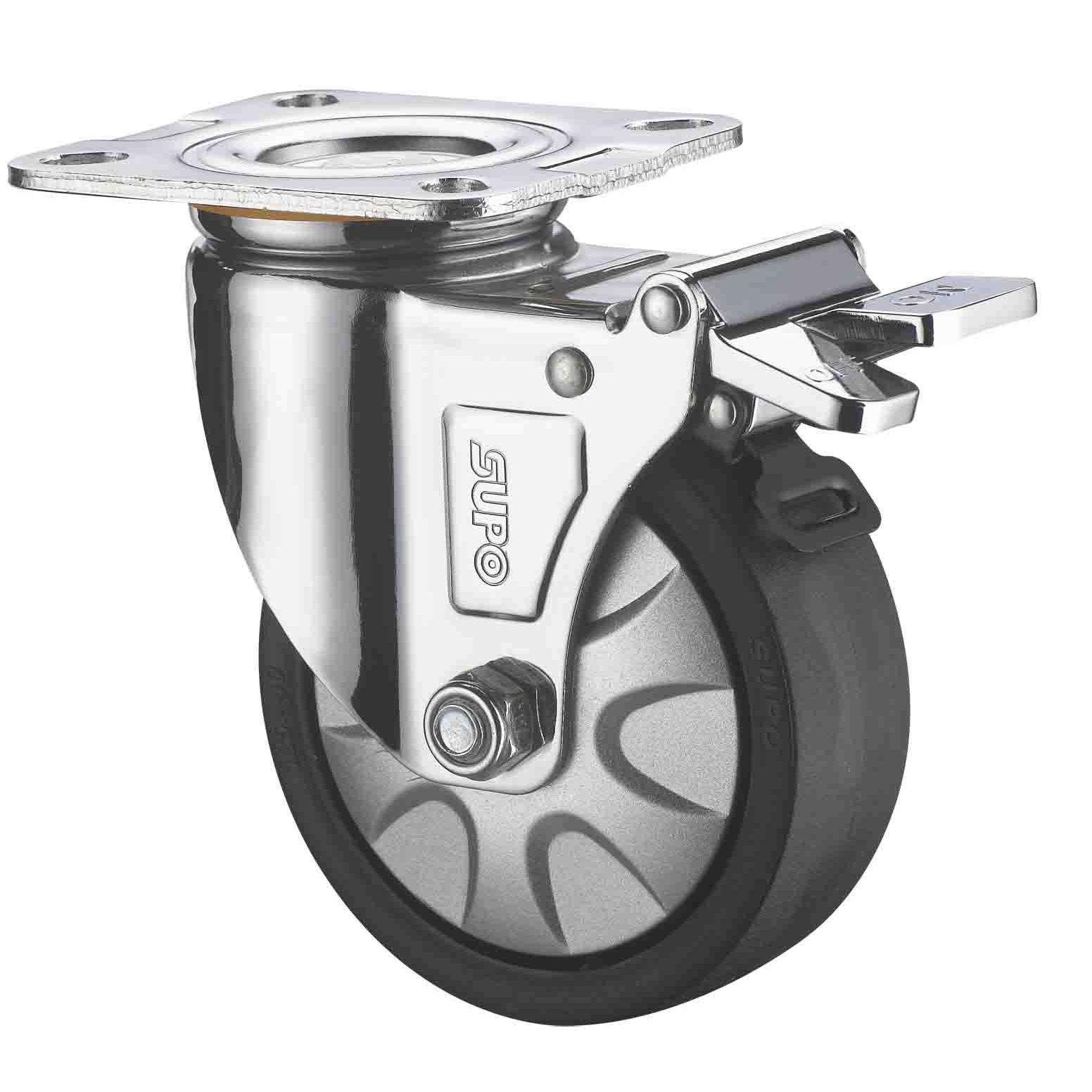 SUPO向荣 4寸 带双刹车 PA 尼龙 工业 万向 脚轮C05S-01A-100-662