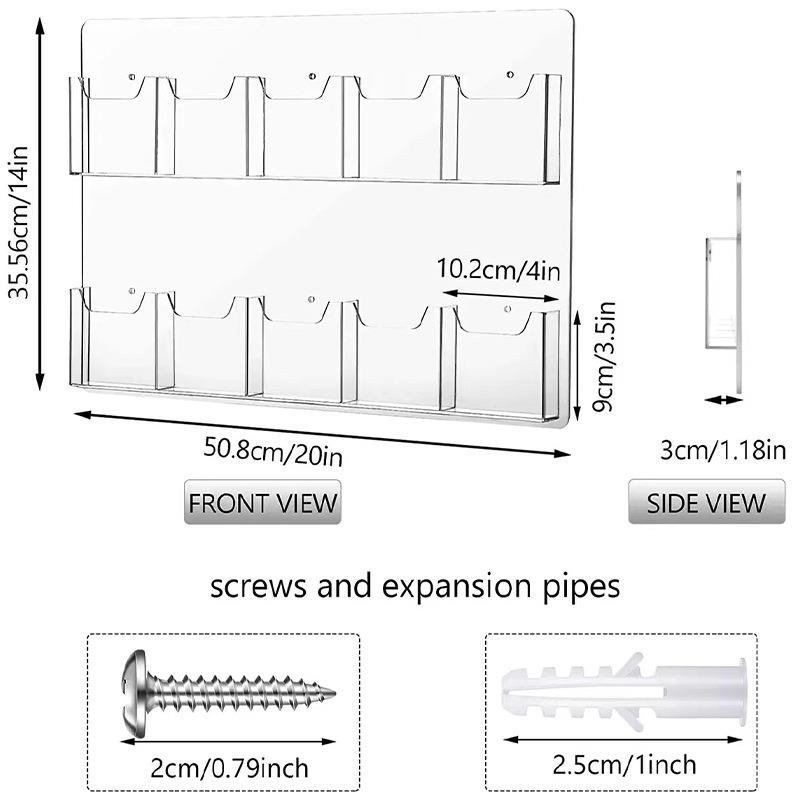 亚克力透明壁挂式名片收纳盒口袋杂志卡片整理展示架盒子收纳展柜