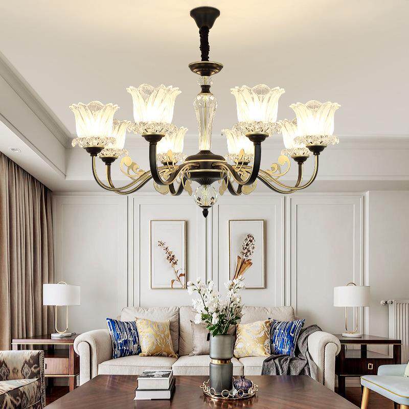 美式乡村大厅吊灯饰简约复古卧室客厅吊灯灯铁艺简欧田园餐厅吊灯