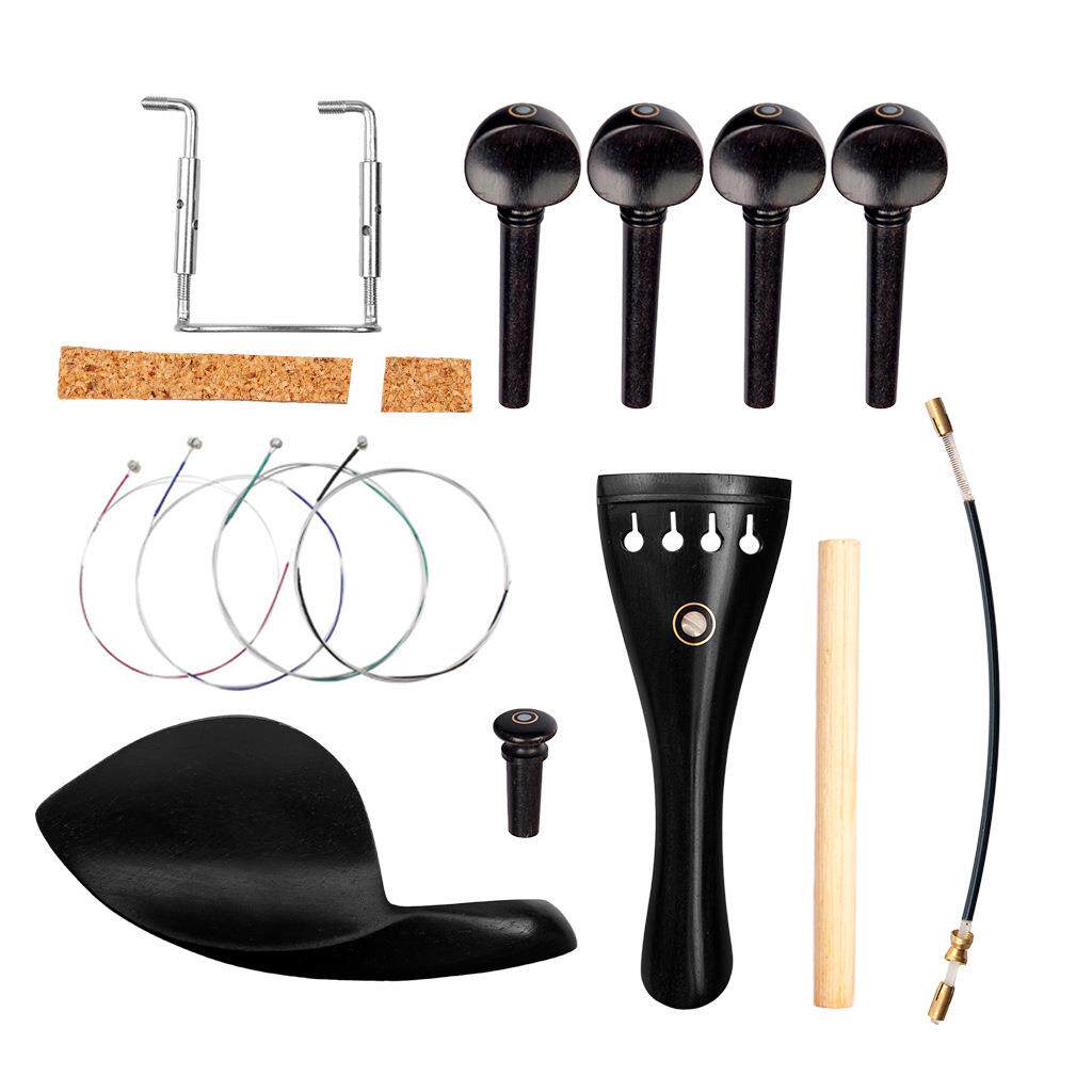 4-4小提琴配件套装 小提琴乌木拉弦板尾绳弦轴音柱琴弦塞托螺丝