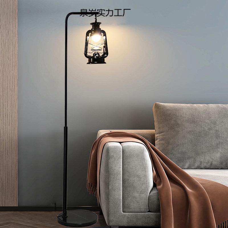 落地灯美式 复古乡村工业风客厅马灯煤油灯立式卧室北欧台灯