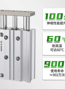 MGPM三轴三杆带导杆气缸12/16/20/25X10/20/30/40/50/75Z小型气动