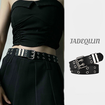 JADEQILIN双排孔时尚造型设计自制ins超火圆环辣妹腰带朋克男皮带
