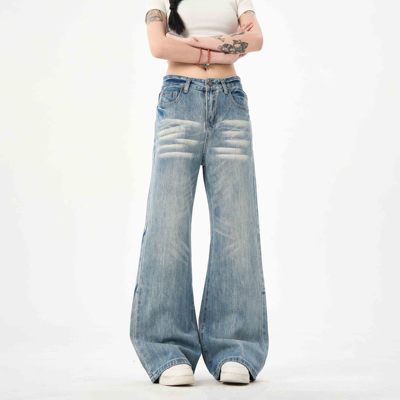 美式复古小众设计感猫须微喇裤