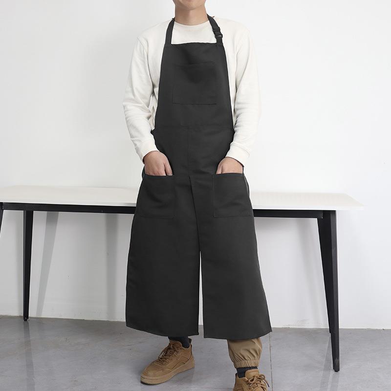 跨境时尚开叉围裙女新款连体宽松中长款陶艺新工作服分腿工厂