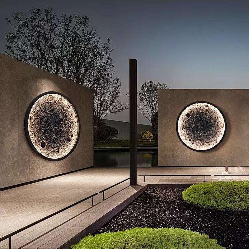 3D立体浮雕月球灯壁灯网红露营餐厅酒吧背景墙装饰画户外防水灯图片