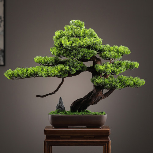 新中式仿真迎客松绿植盆景摆件