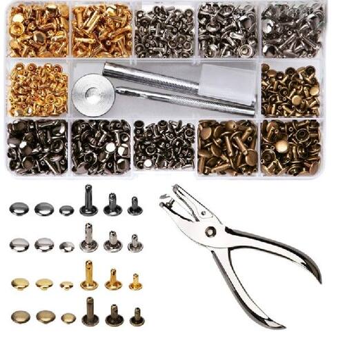 新品240Pcs/Set Leather Rivets Double Cap Rivet With 4Pc.s Fi