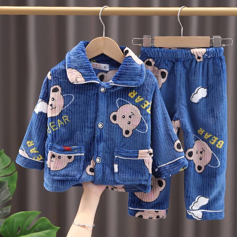 极速儿童睡衣女孩网红男孩20v21新款秋冬八岁男女童长款套装2021