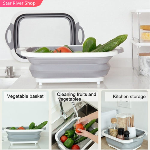 新品Multifunction Collrapsible Cutting Board Dish Tub 3 In 1