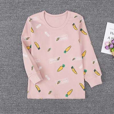 极速女童内衣宝宝秋衣q女孩单衣小孩打底单件长袖上衣儿童全棉睡