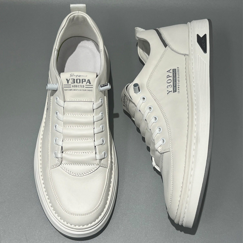 平板鞋男秋季新款头层牛皮小白鞋男士潮鞋韩版鞋子男一脚蹬懒人鞋,流行男鞋,休闲板鞋,淘宝优惠券,粉丝福利购,淘宝优惠卷