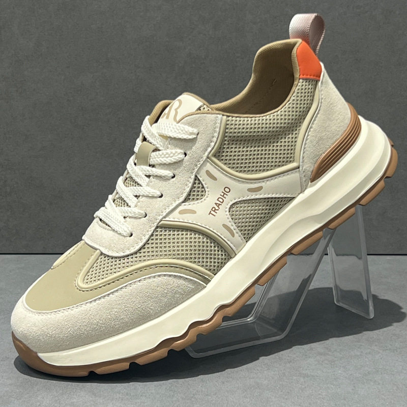 春夏网鞋男鞋2025新款真皮软底厚底休闲鞋网面透气轻便运动跑步鞋,流行男鞋,单鞋,淘宝优惠券,粉丝福利购,淘宝优惠卷