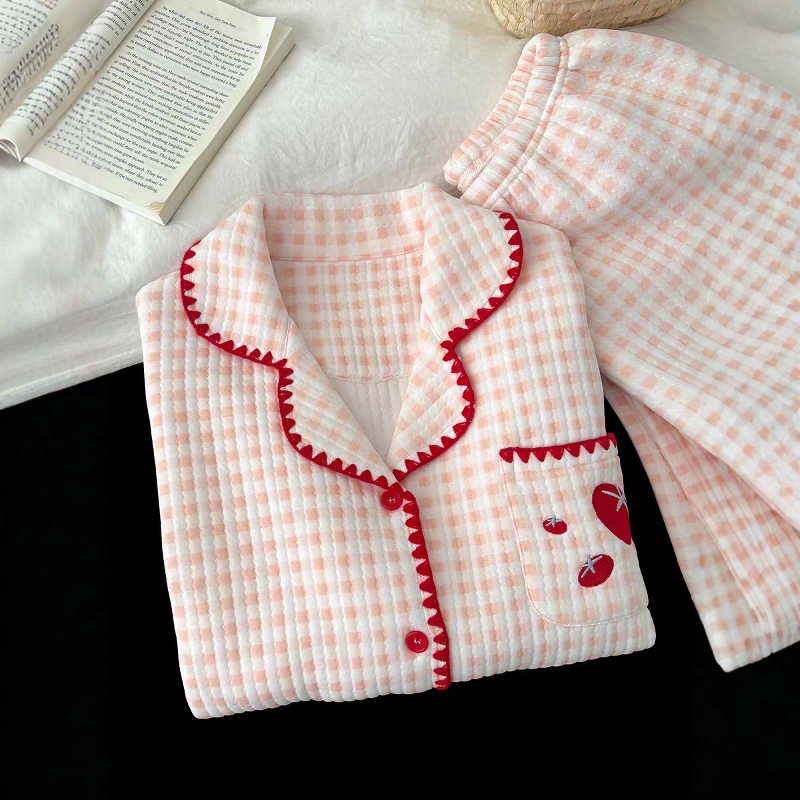 空气棉睡衣女款秋冬加厚夹层2025