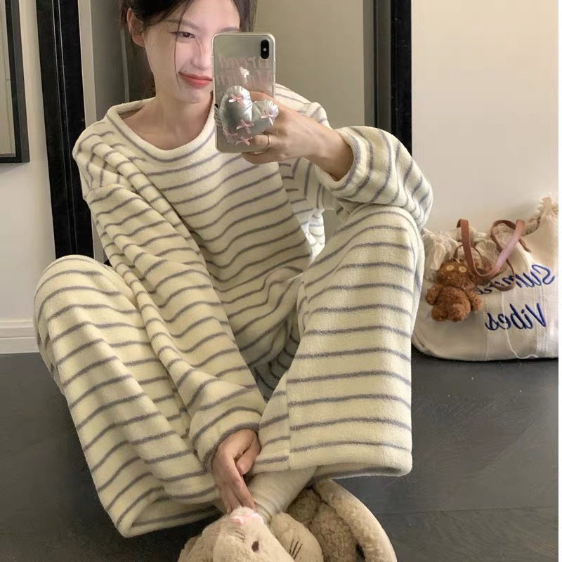 珊瑚绒睡衣女冬季加厚加绒保暖