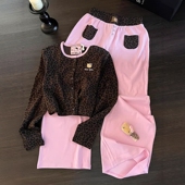长裤 Sin 家居服 睡衣女2025春秋新款 大码 Glee 甜酷豹纹kitty猫长袖